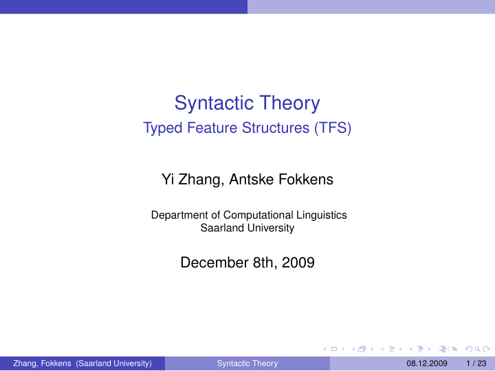 syntactic theory