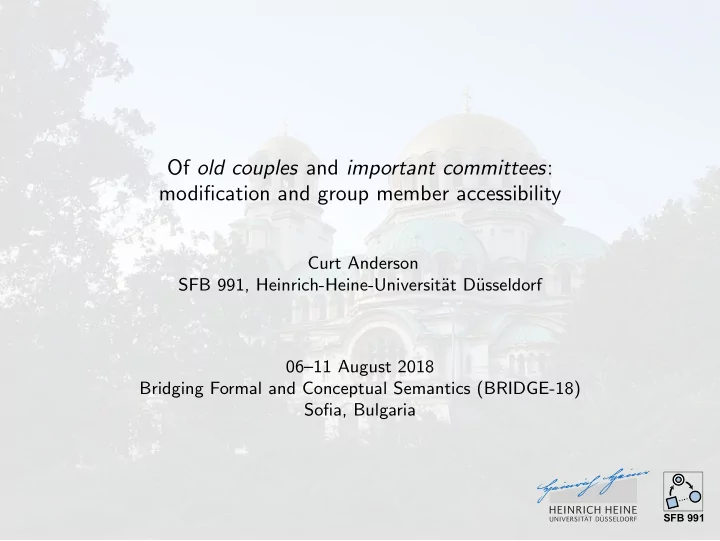 of old couples and important committees modification and