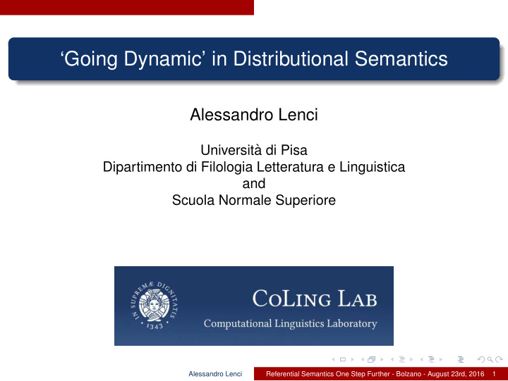 going dynamic in distributional semantics