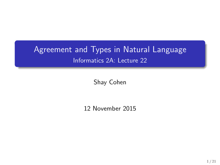 agreement and types in natural language