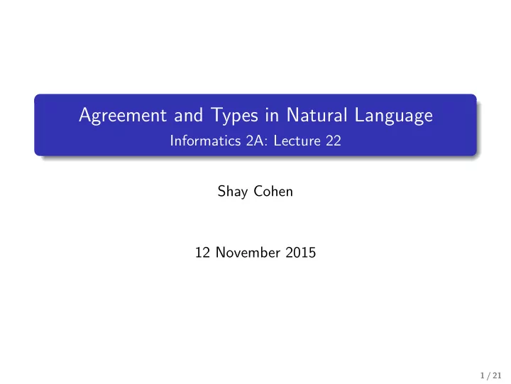 agreement and types in natural language