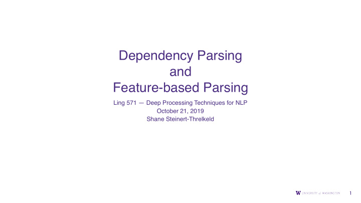 dependency parsing and feature based parsing