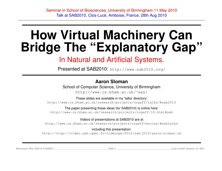 how virtual machinery can bridge the explanatory gap