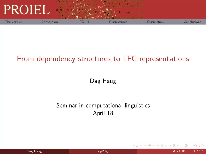 from dependency structures to lfg representations