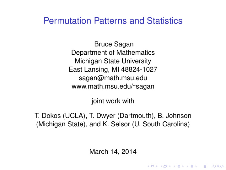 permutation patterns and statistics