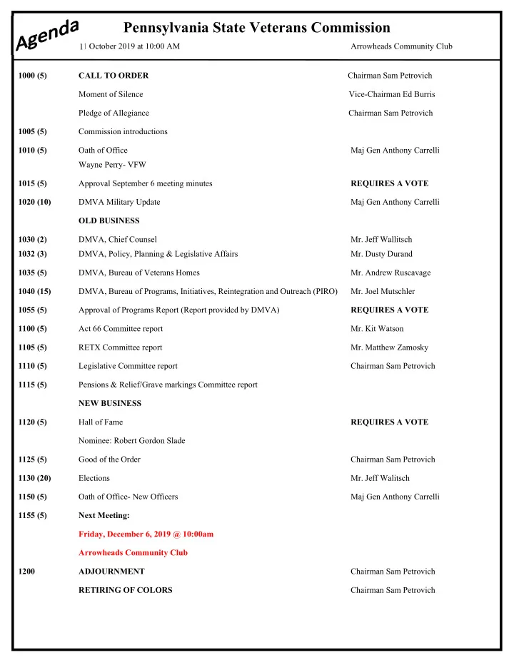 state veterans commission meeting october 11 2019 current