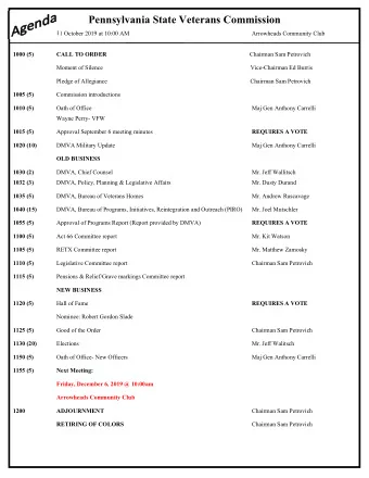 STATE VETERANS COMMISSION MEETING  OCTOBER 11, 2019  CURRENT AND FUTURE UNIT MOBILIZATIONS  ARNG