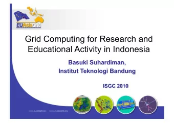 Presentation Outline  Existing Condition  Indonesia Grid (InGrid)  Cluster Computing in