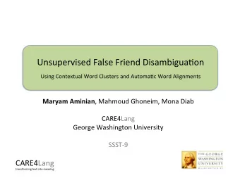 Using  Contextual  Word  Clusters  and  AutomaGc  Word  Alignments