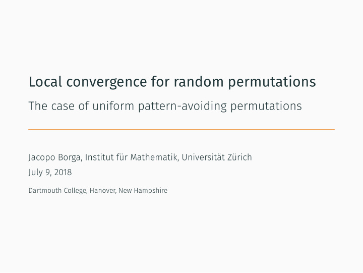local convergence for random permutations