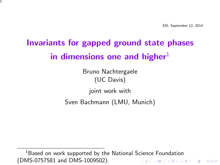 invariants for gapped ground state phases