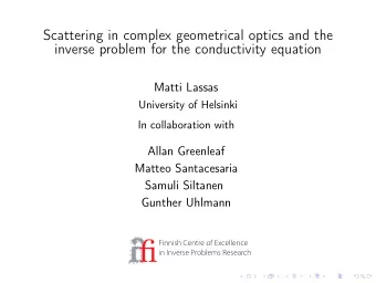 fi  fi  Finnish Centre of Excellence  in Inverse Problems Research  Outline:  Inverse