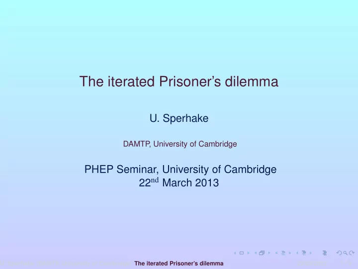 the iterated prisoner s dilemma