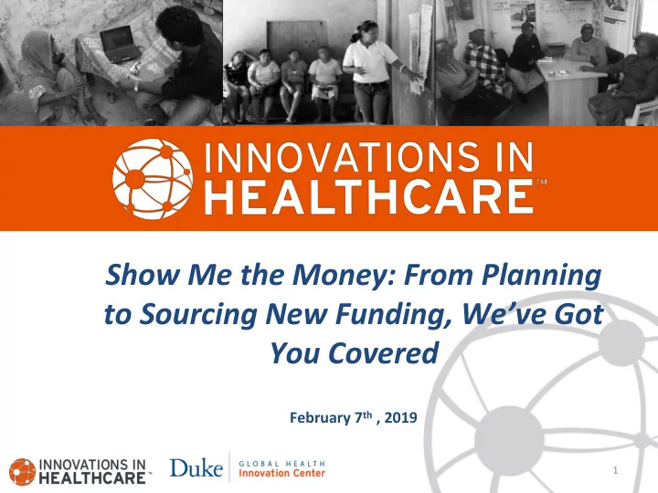 show me the money from planning to sourcing new funding