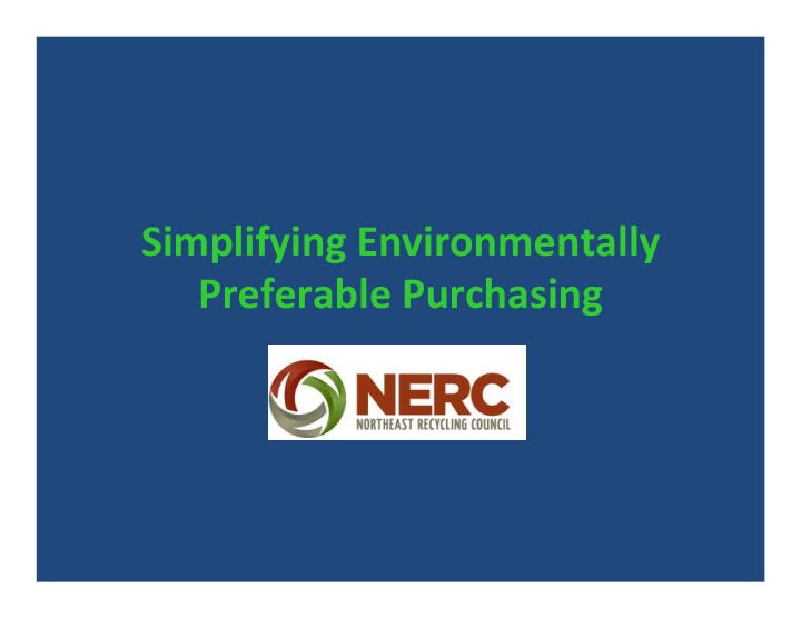 simplifying environmentally preferable purchasing