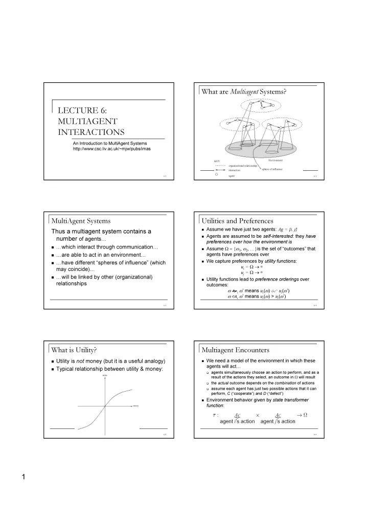 lecture 6 multiagent interactions