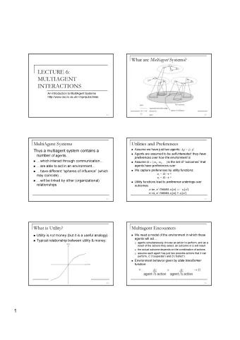 LECTURE 6:  MULTIAGENT  INTERACTIONS  An Introduction to MultiAgent Systems