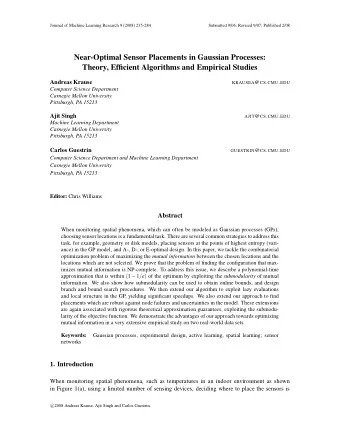 Near-Optimal Sensor Placements in Gaussian Processes:  Theory, Efficient Algorithms and Empirical
