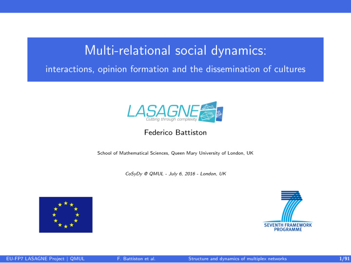 multi relational social dynamics