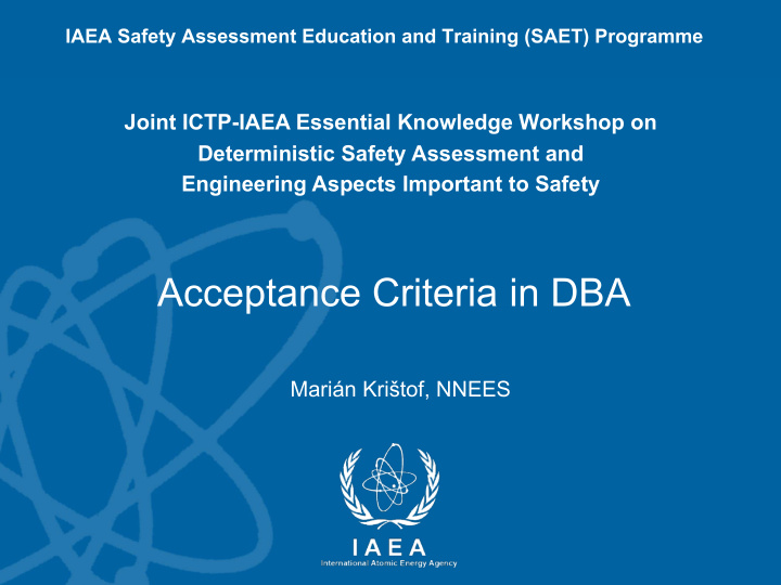 session outline n acceptance criteria in overall safety