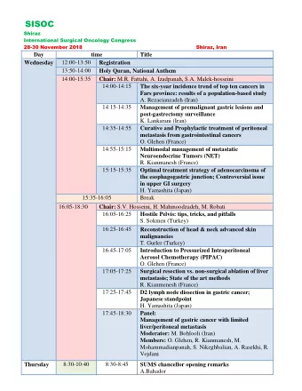 SISOC  Shiraz  International Surgical Oncology Congress  28-30 November 2018