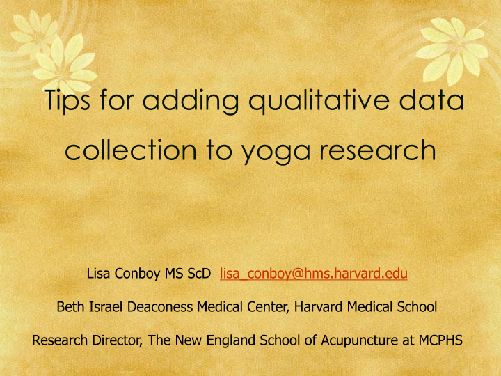 collection to yoga research