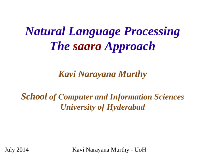 natural language processing the saara approach