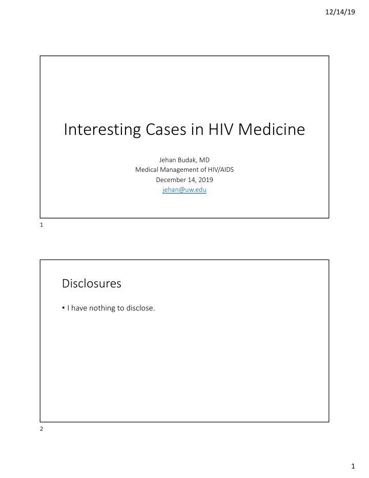 interesting cases in hiv medicine