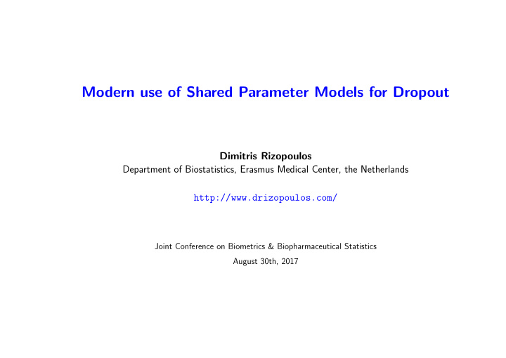 modern use of shared parameter models for dropout
