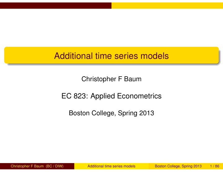 additional time series models