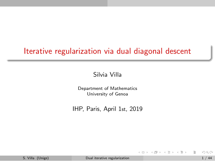 iterative regularization via dual diagonal descent