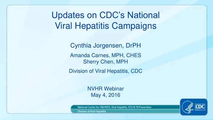 updates on cdc s national