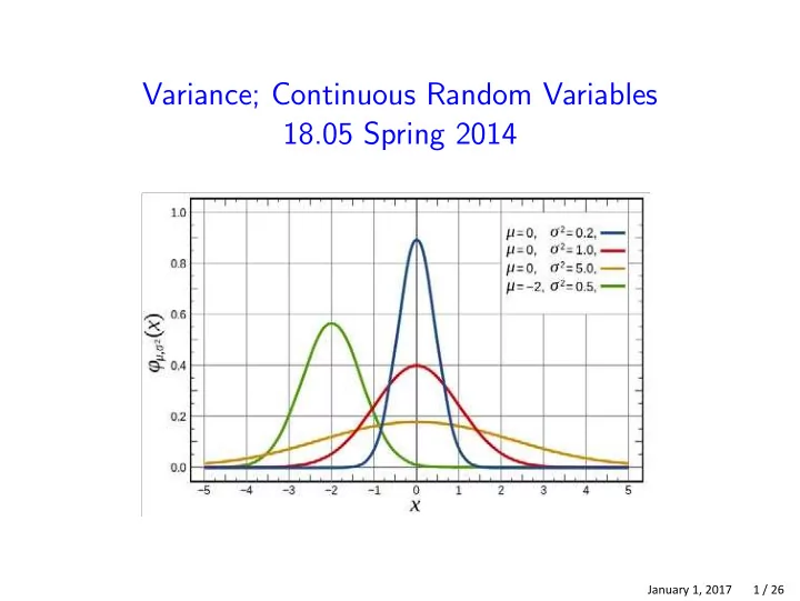 variance continuous random variables 18 05 spring 2014
