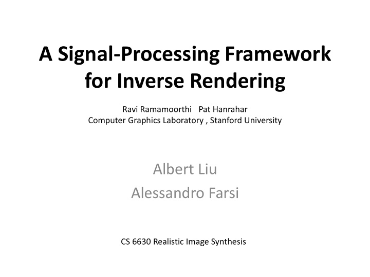 a signal processing framework for inverse rendering