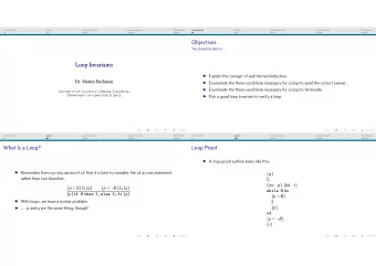 Objectives  You should be able to ...  Loop Invariants  Explain the concept of well formed