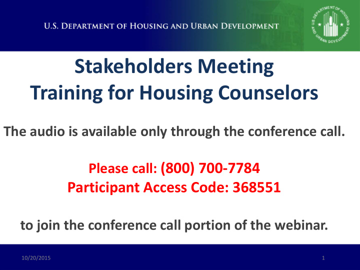 stakeholders meeting training for housing counselors