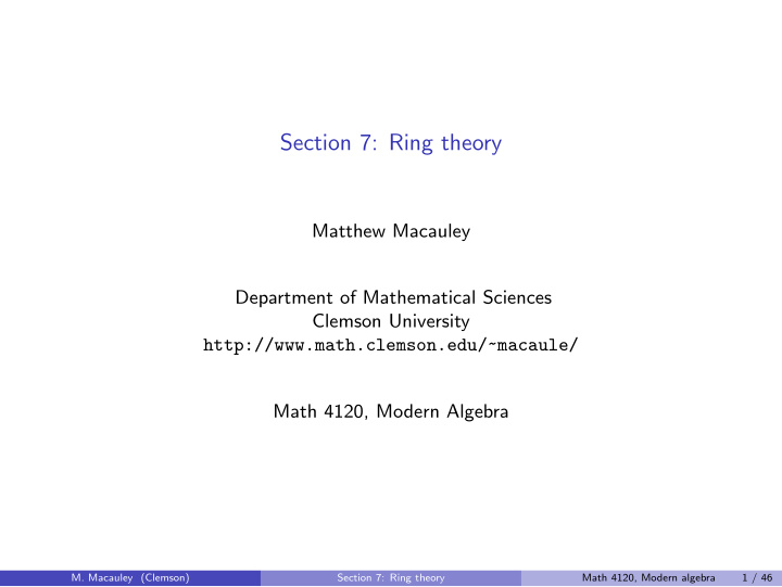 section 7 ring theory