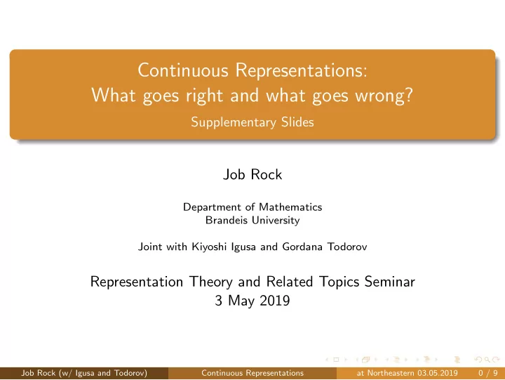 continuous representations what goes right and what goes