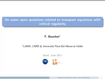 On some open questions related to transport equations with  critical regularity F. Bouchut 1 1