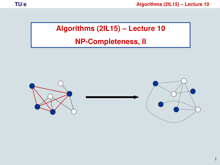 algorithms 2il15 lecture 10 np completeness ii