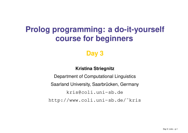 prolog programming a do it yourself course for beginners