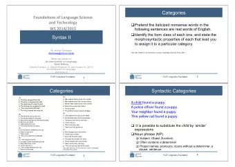 Categories  Founda'ons)of)Language)Science)  and)Technology) &quot; Pretend the italicized nonsense
