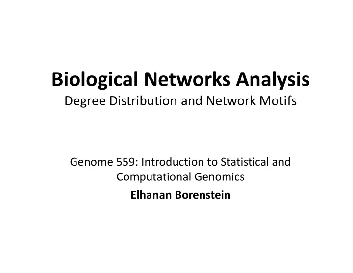 biological networks analysis