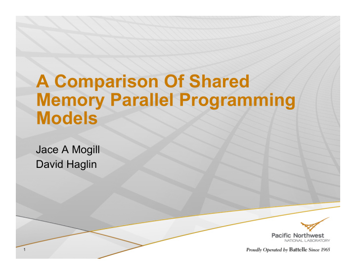 a comparison of shared memory parallel programming models