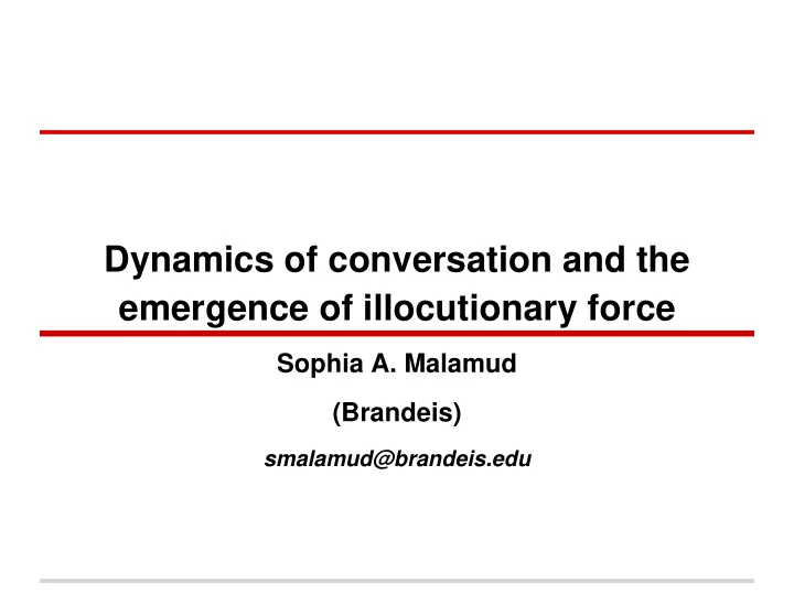 emergence of illocutionary force