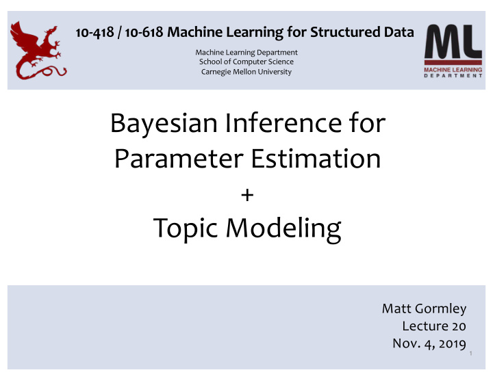 bayesian inference for parameter estimation topic modeling