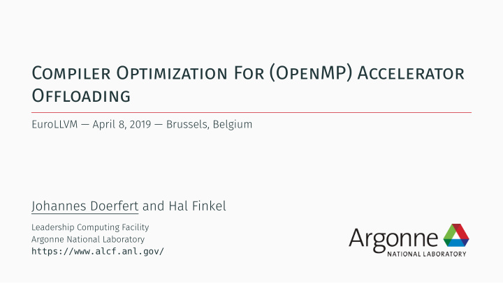 compiler optimization for openmp accelerator offloading