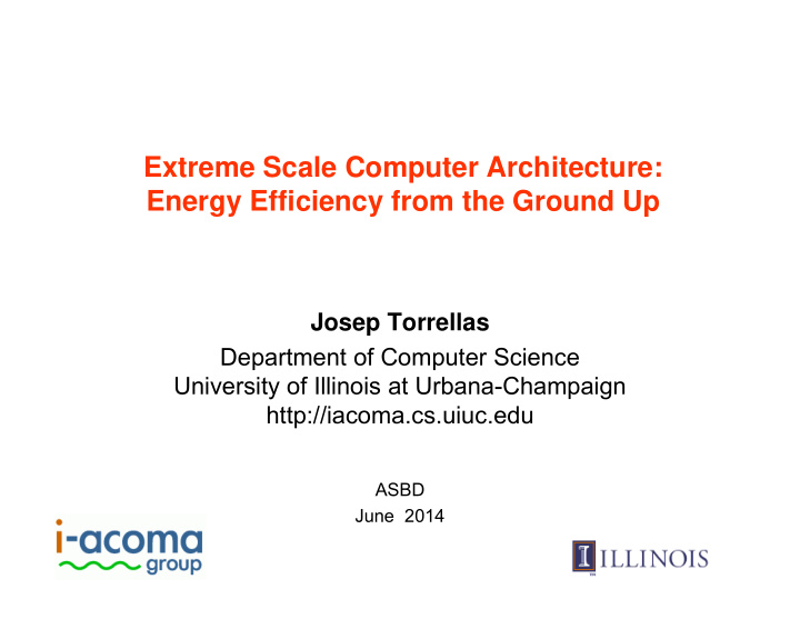 extreme scale computer architecture energy efficiency