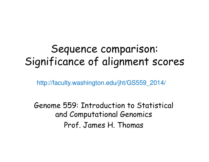 sequence comparison sequence comparison significance of