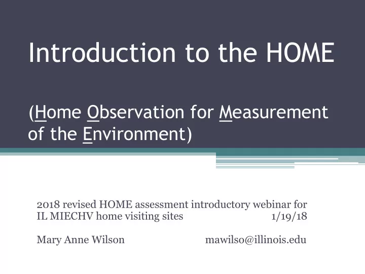 introduction to the home